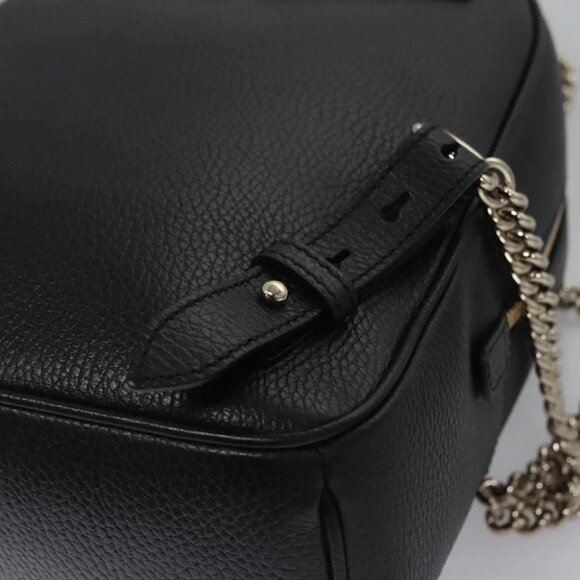 GUCCI Chain Interlocking Backpack Leather Gold Black 536192 Auth 115987AV - Picture 14 of 16